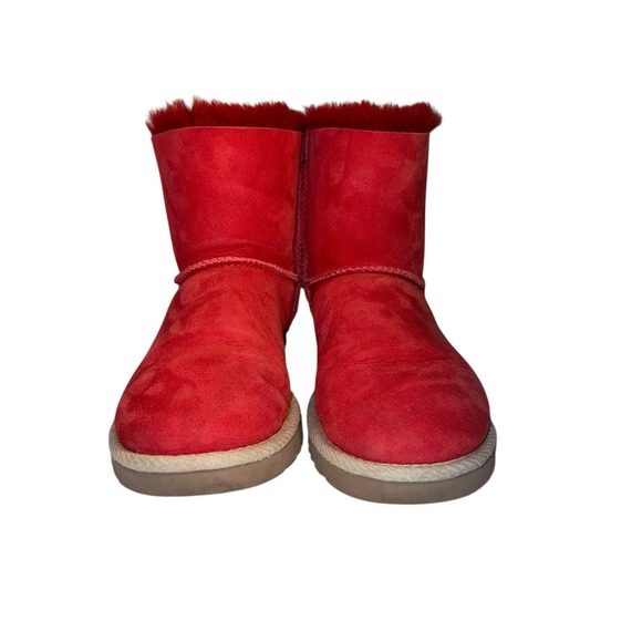 UGG Selene Nautical Rope Tie Back Slip On Boots- Red Suede, Women's Size 7 - Picture 2 of 6
